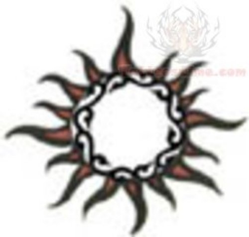 Sun Tribal Belly Ring Tattoo